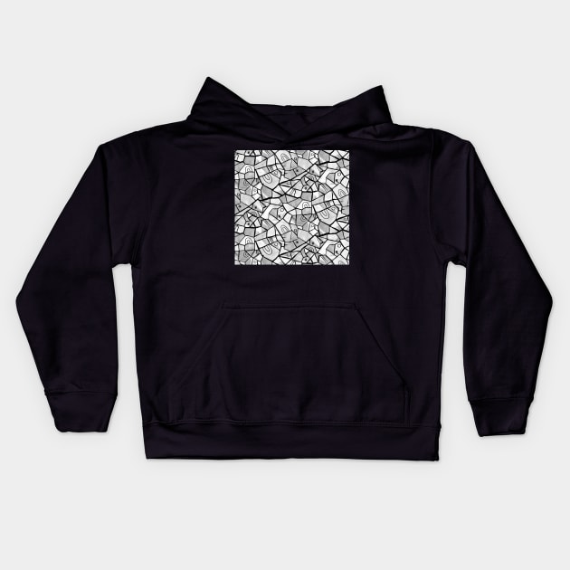 Black and White Solid Shapes Kids Hoodie by Carolina Díaz